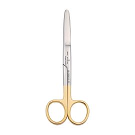 Blunt-blunt surgical scissors with carbide insert, straight, 14.5 cm