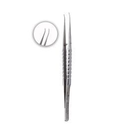 Microsurgical tweezers 1x2 teeth bent 15 cm