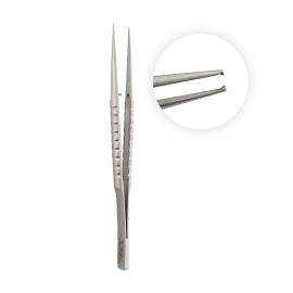 Microsurgical tweezers 1x2 teeth curved 18cm