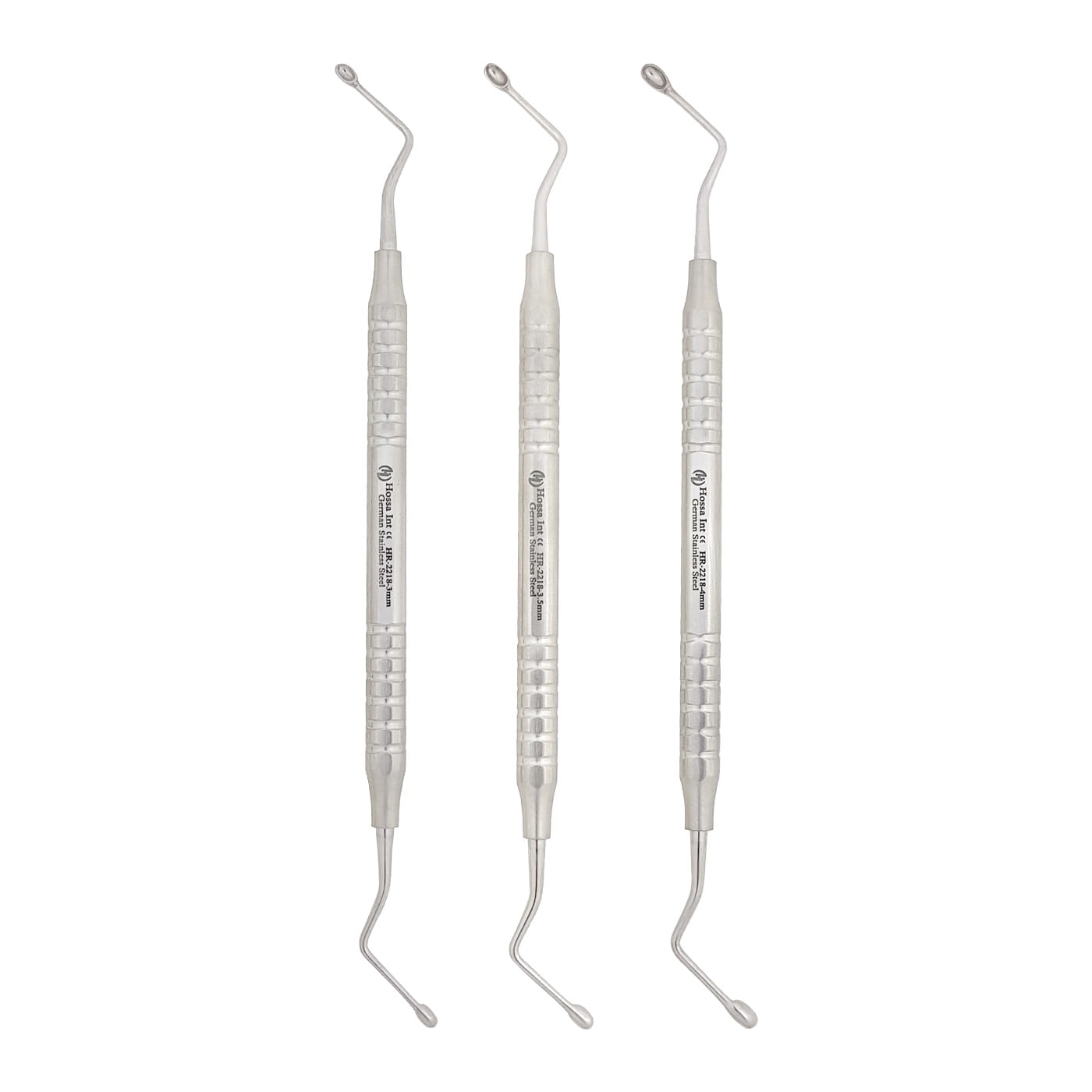 Hemingway alveolar spoon set, oval shape, size 3-4 mm